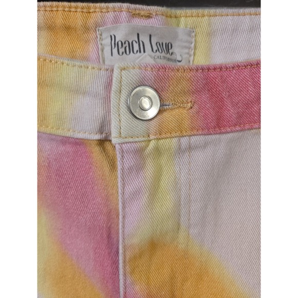 Peach Love California Flare Tie Dye Pants womens sz Large 30x32 Boho High rise - Picture 2 of 6